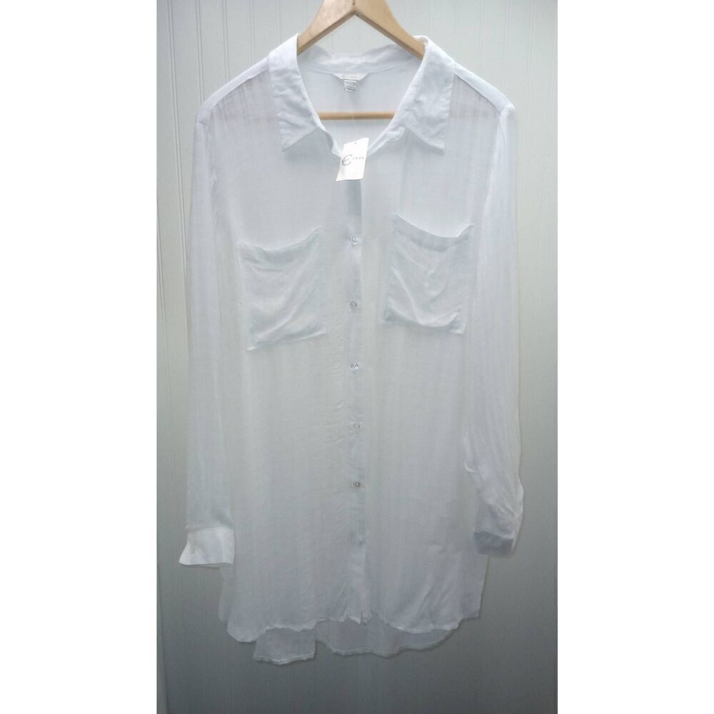 New with tags, Cato white,  long sleeve lightweight button-up shirt, cover up .